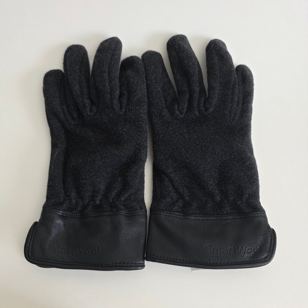 SmartWool Leather Merino Wool Winter Gloves Black Size L Unisex